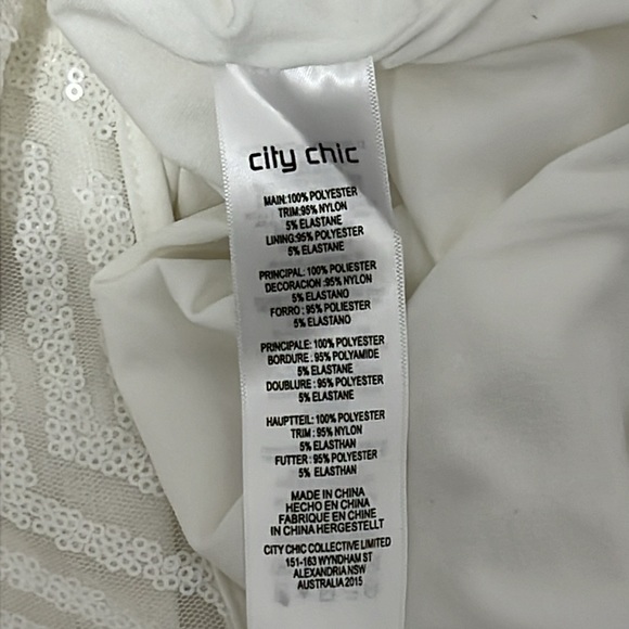 City Chic After Glow Dress - white mesh and sequins size 16 - Picture 6 of 7
